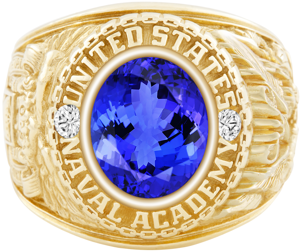 USNA Class Ring Mod Classic M1 Tanzanite Diamond Dividers