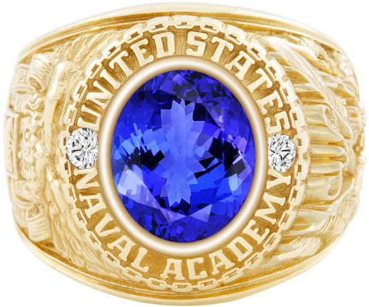 USNA Class Ring Mod Classic M1 Tanzanite Diamond Dividers