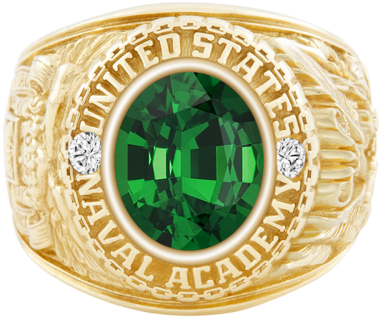 USNA Class Ring Mod Classic M1 Tsavorite Diamond Dividers