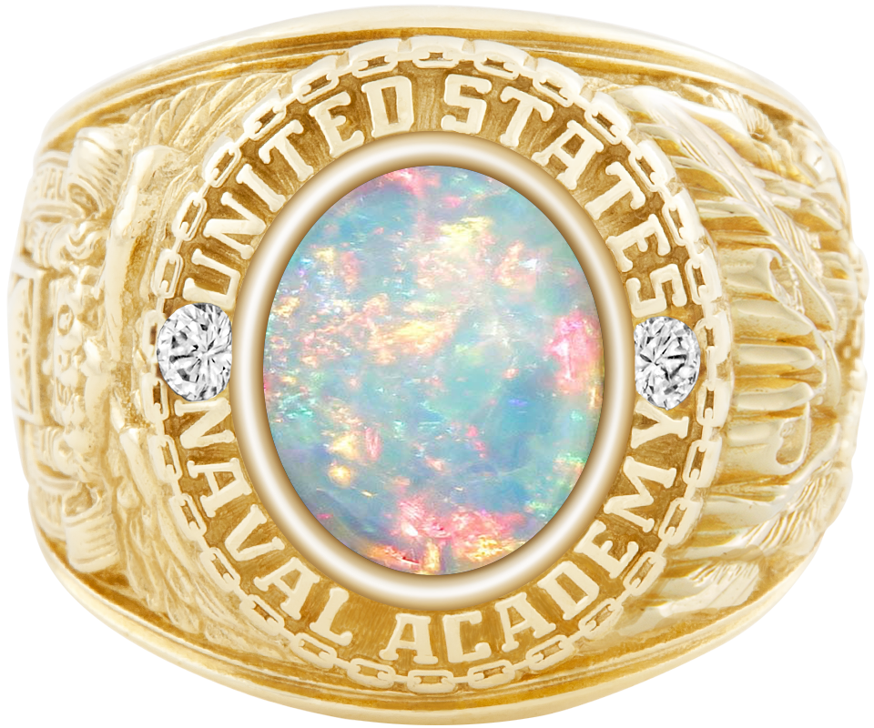 USNA Class Ring Mod Classic M1 White Opal Diamond Dividers