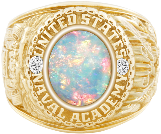 USNA Class Ring Mod Classic M1 White Opal Diamond Dividers