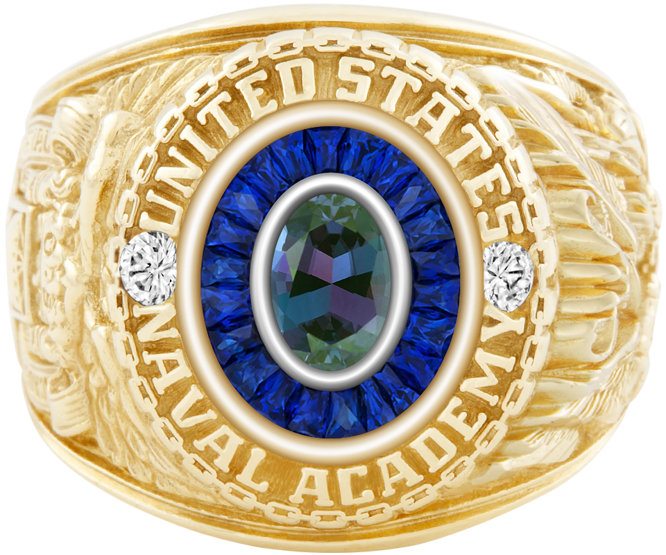 USNA Class Ring Mod Eternal MX Alexandrite and Diamond Dividers
