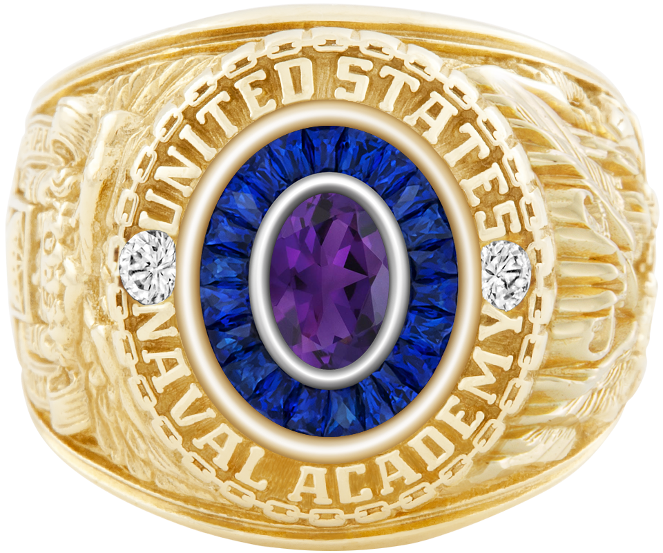 USNA Class Ring Mod Eternal MX Amethyst Diamond Dividers