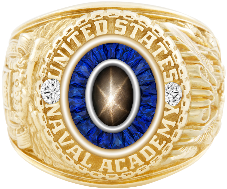 USNA Class Ring Mod Eternal MX Black Star Sapphire Diamond Dividers