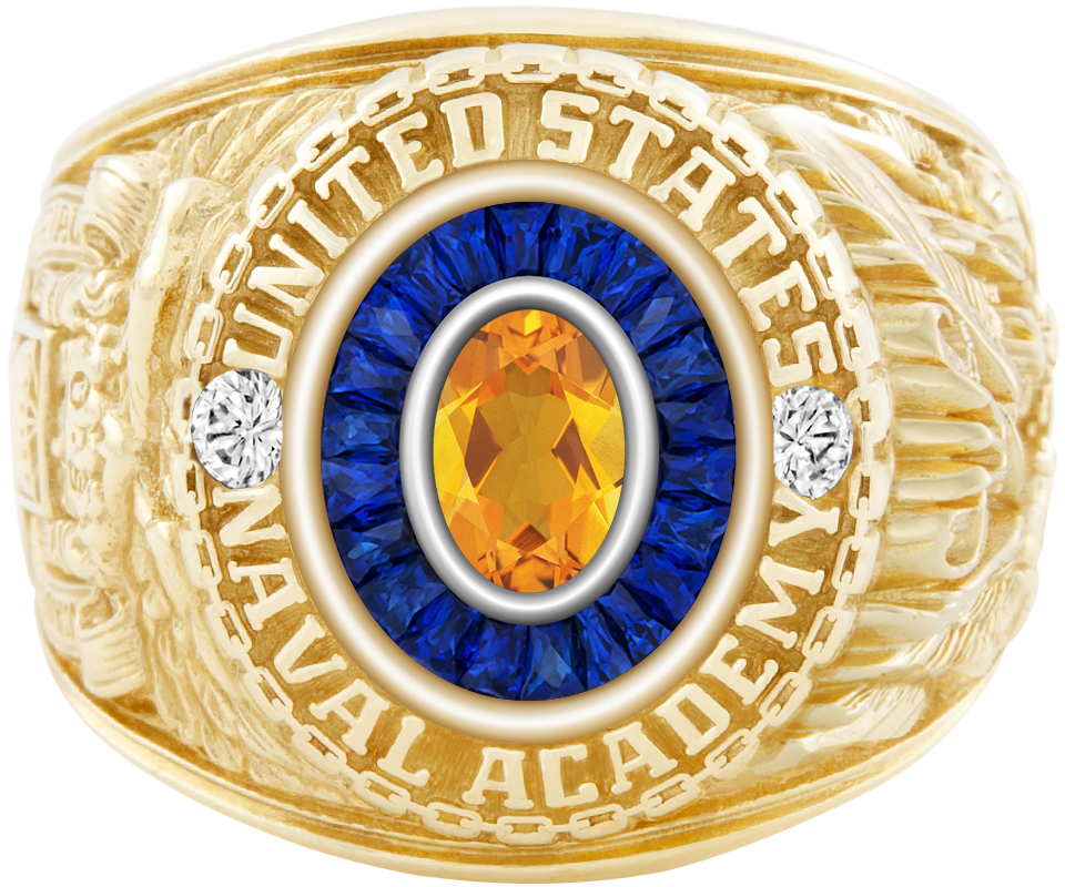 USNA Class Ring Mod Eternal MX Citrine Diamond Dividers