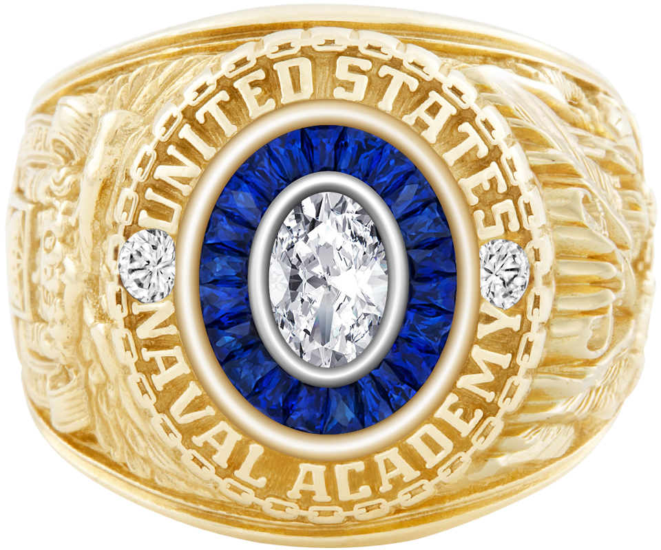 USNA Class Ring Mod Eternal MX Diamond Diamond Dividers