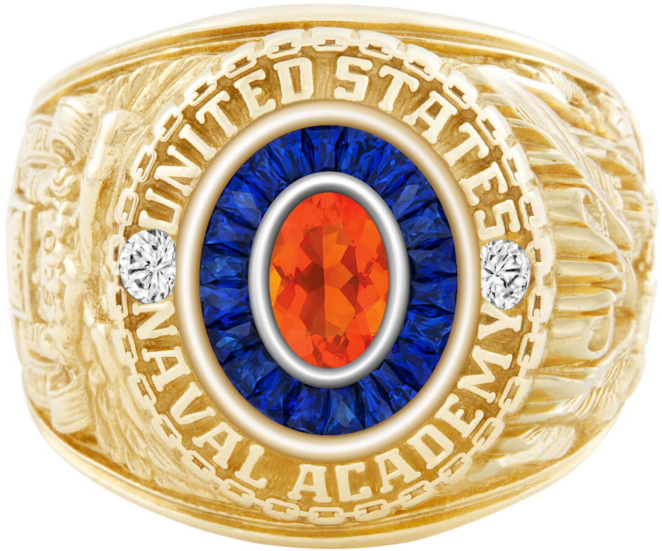 USNA Class Ring Mod Eternal MX Mexican Fire Opal Diamond Dividers