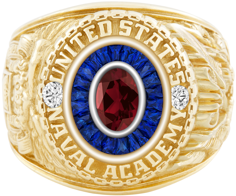 USNA Class Ring Mod Eternal MX Mozambique Garnet Diamond Dividers