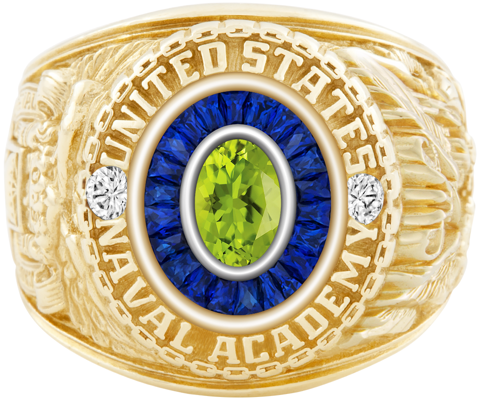 USNA Class Ring Mod Eternal MX Peridot Diamond Dividers
