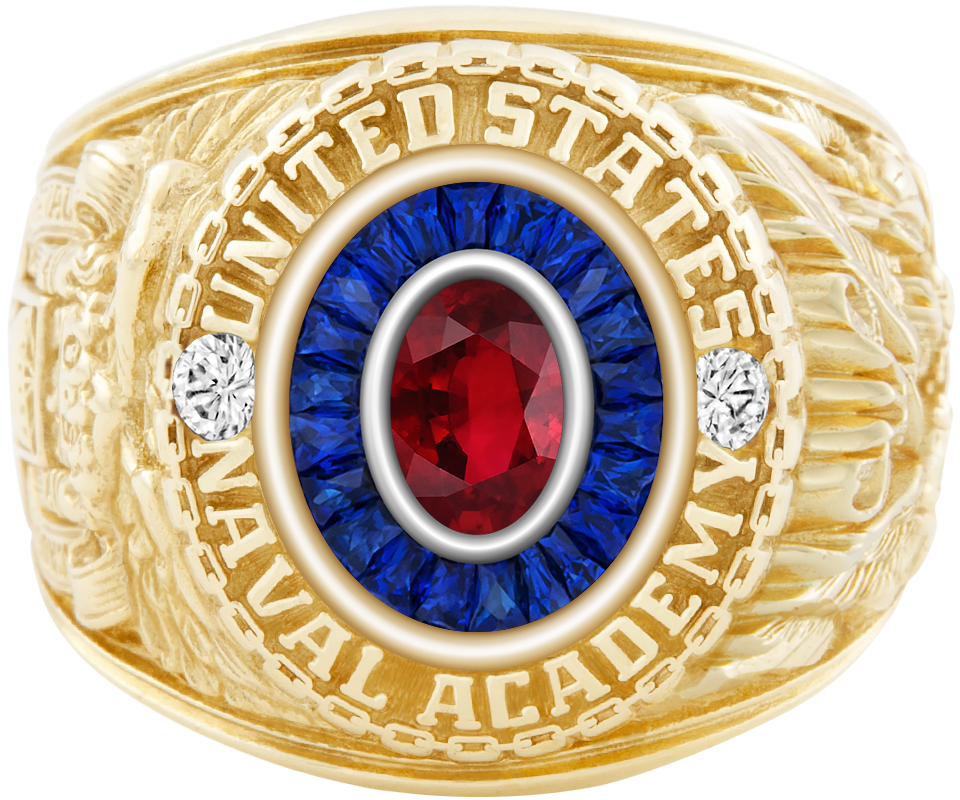 USNA Class Ring Mod Eternal MX Ruby Diamond Dividers