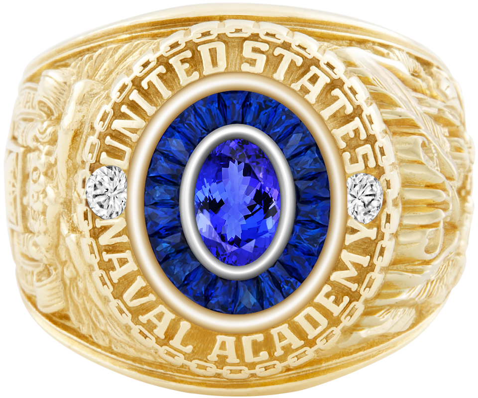USNA Class Ring Mod Eternal MX Tanzanite Diamond Dividers