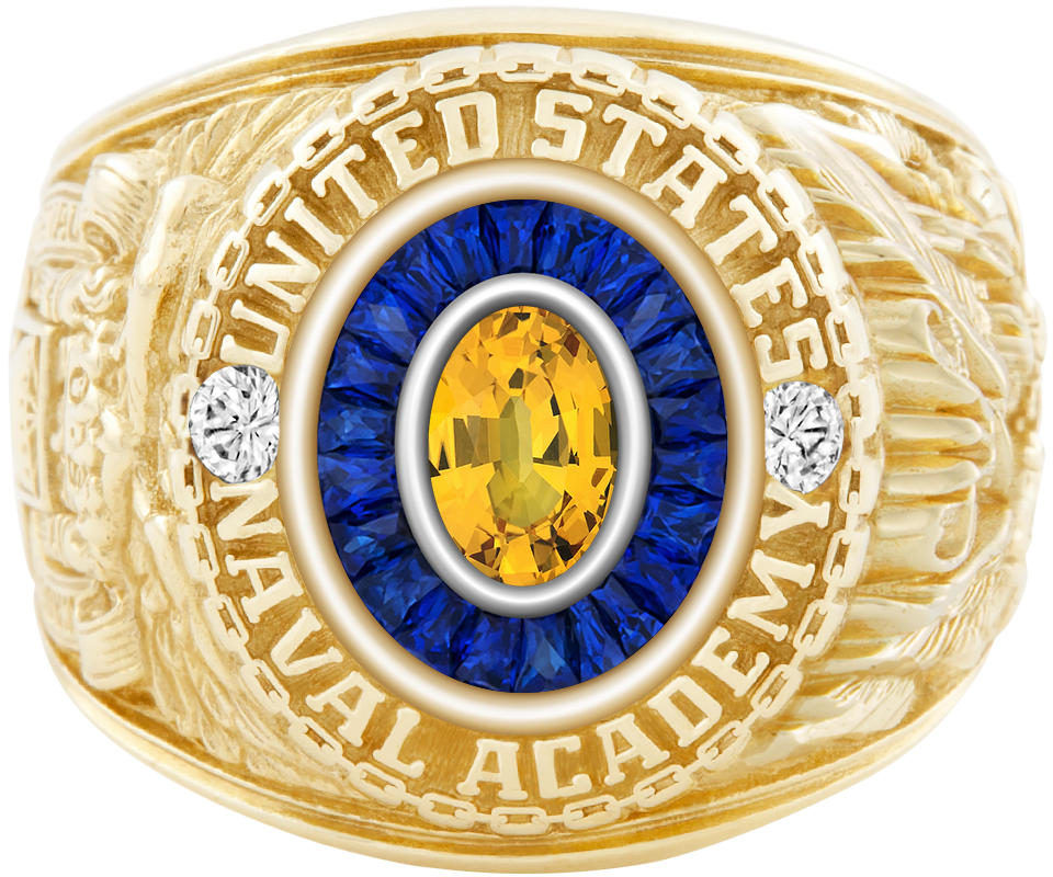 USNA Class Ring Mod Eternal MX Yellow Sapphire Diamond Dividers