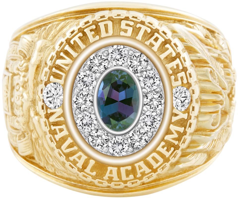 USNA Class Ring Mod Pro M12 Alexandrite and Diamond Dividers