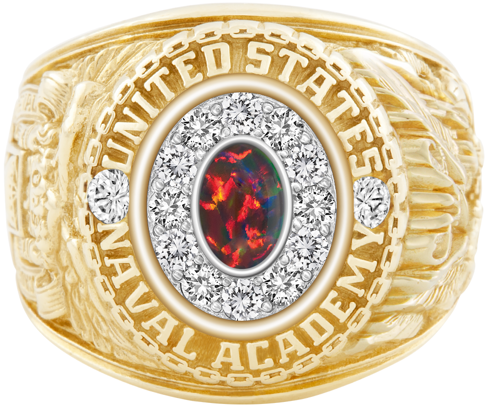USNA Class Ring Mod Pro M12 Black Opal Diamond Dividers