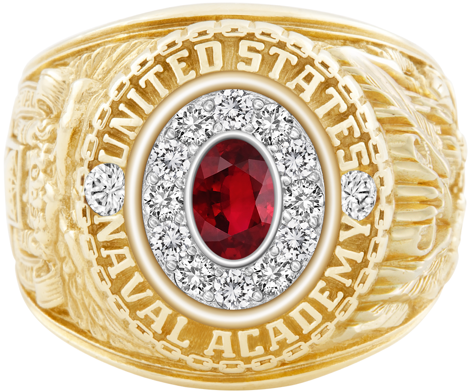 USNA Class Ring Mod Pro M12 Ruby Diamond Dividers