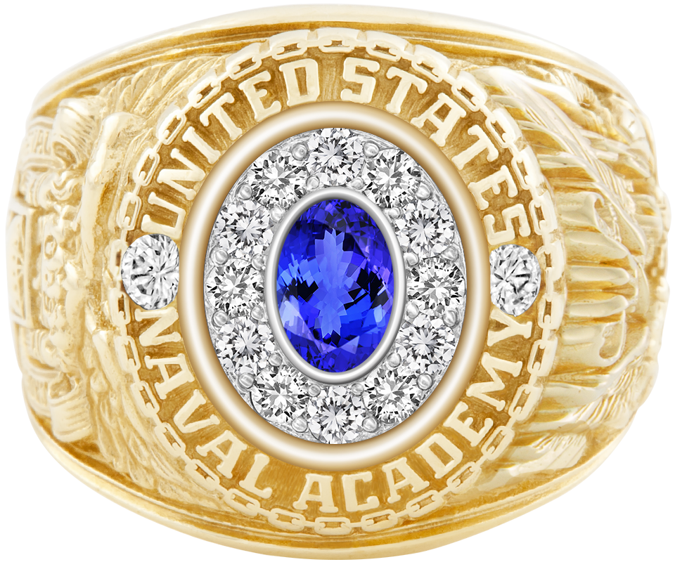 USNA Class Ring Mod Pro M12 Tanzanite Diamond Dividers