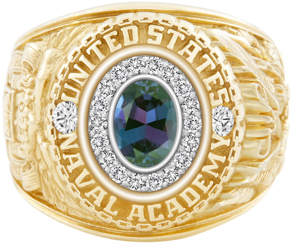 USNA Class Ring Mod Pro M18 Alexandrite and Diamond Dividers