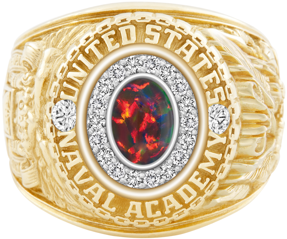 USNA Class Ring Mod Pro M18 Black Opal Diamond Dividers