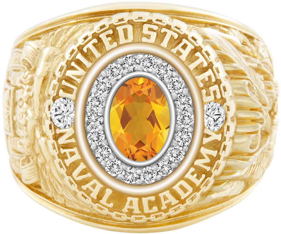 USNA Class Ring Mod Pro M18 Citrine Diamond Dividers