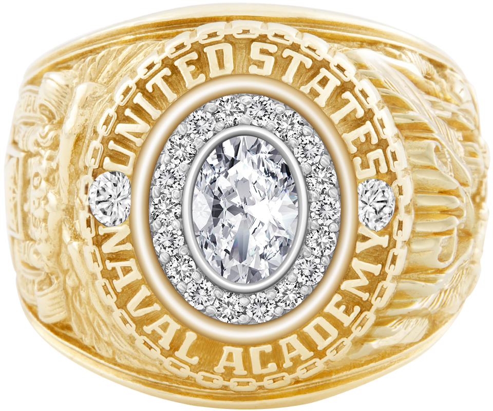 USNA Class Ring Mod Pro M18 Diamond Diamond Dividers