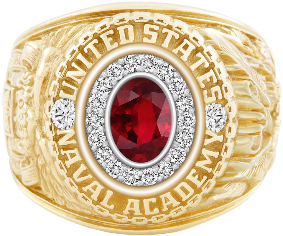 USNA Class Ring Mod Pro M18 Ruby Diamond Dividers