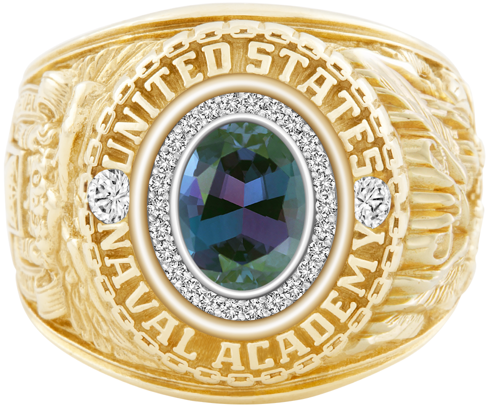 USNA Class Ring Mod Pro M26 Alexandrite and Diamond Dividers