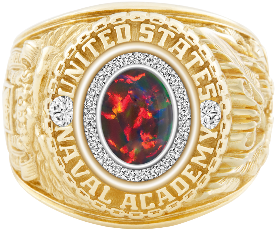 USNA Class Ring Mod Pro M26 Black Opal Diamond Dividers
