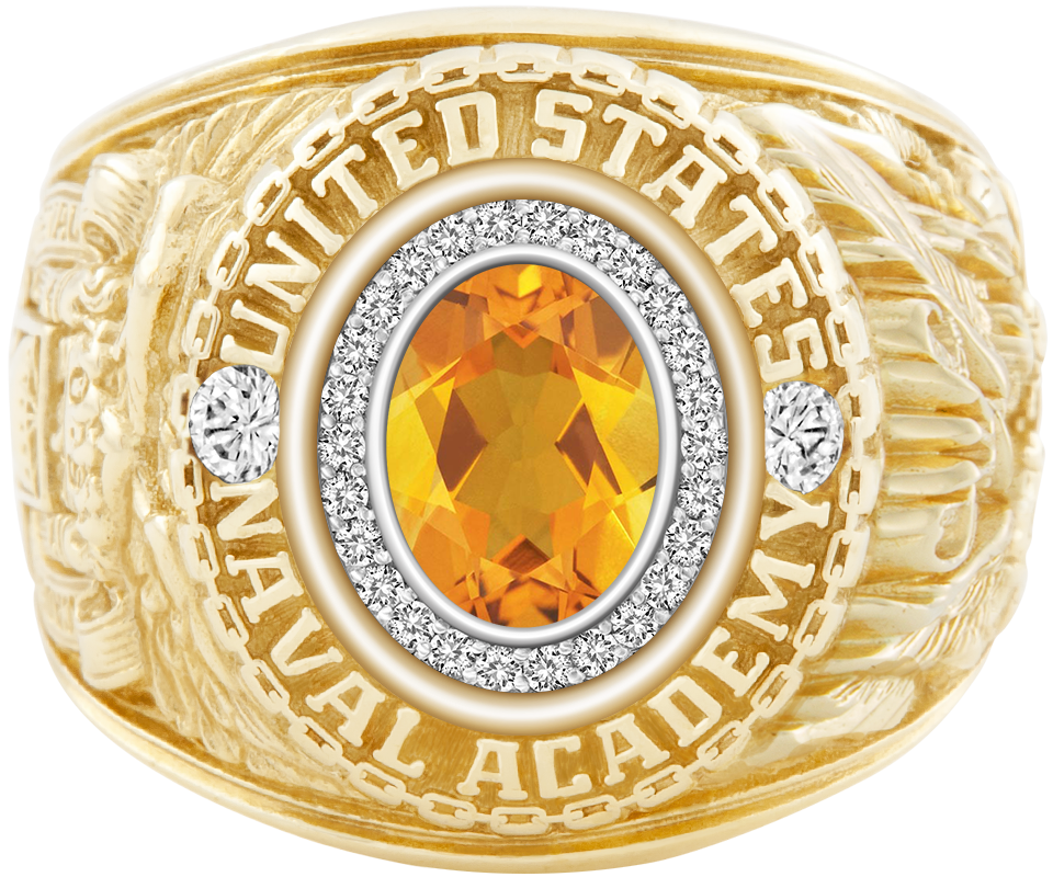 USNA Class Ring Mod Pro M26 Citrine Diamond Dividers