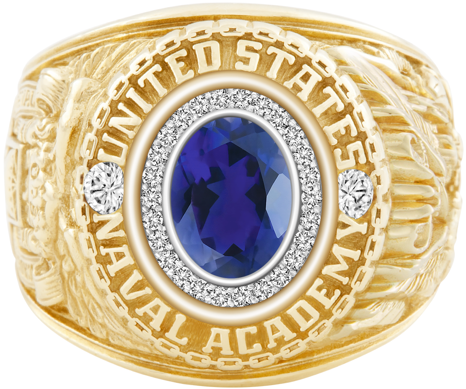USNA Class Ring Mod Pro M26 Iolite Diamond Dividers