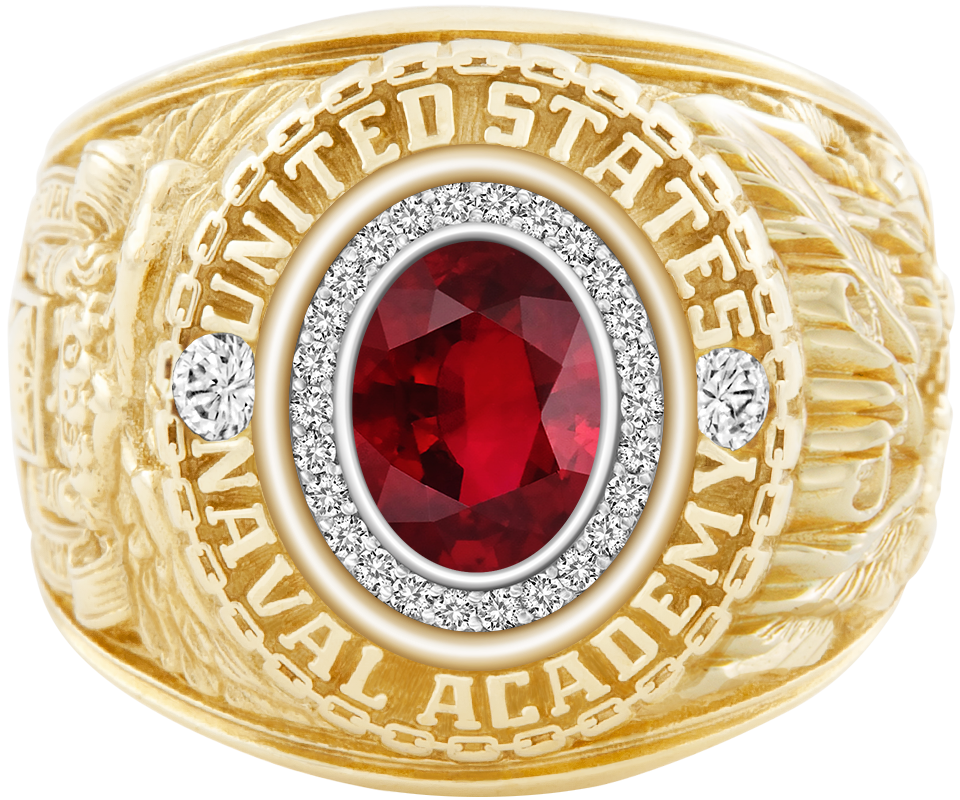 USNA Class Ring Mod Pro M26 Ruby Diamond Dividers