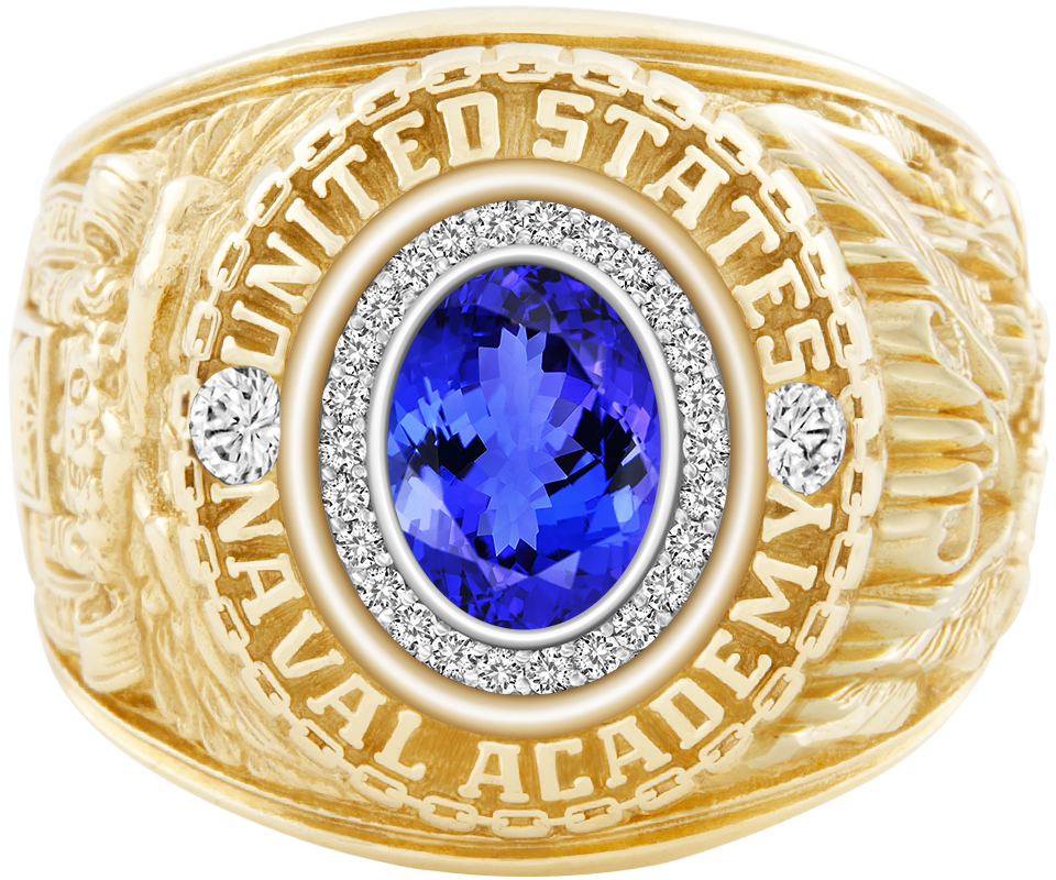 USNA Class Ring Mod Pro M26 Tanzanite Diamond Dividers