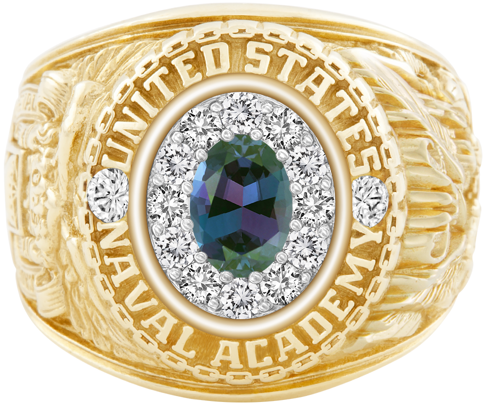 USNA Class Ring Mod ProPlus M12 Alexandrite and Diamond Dividers