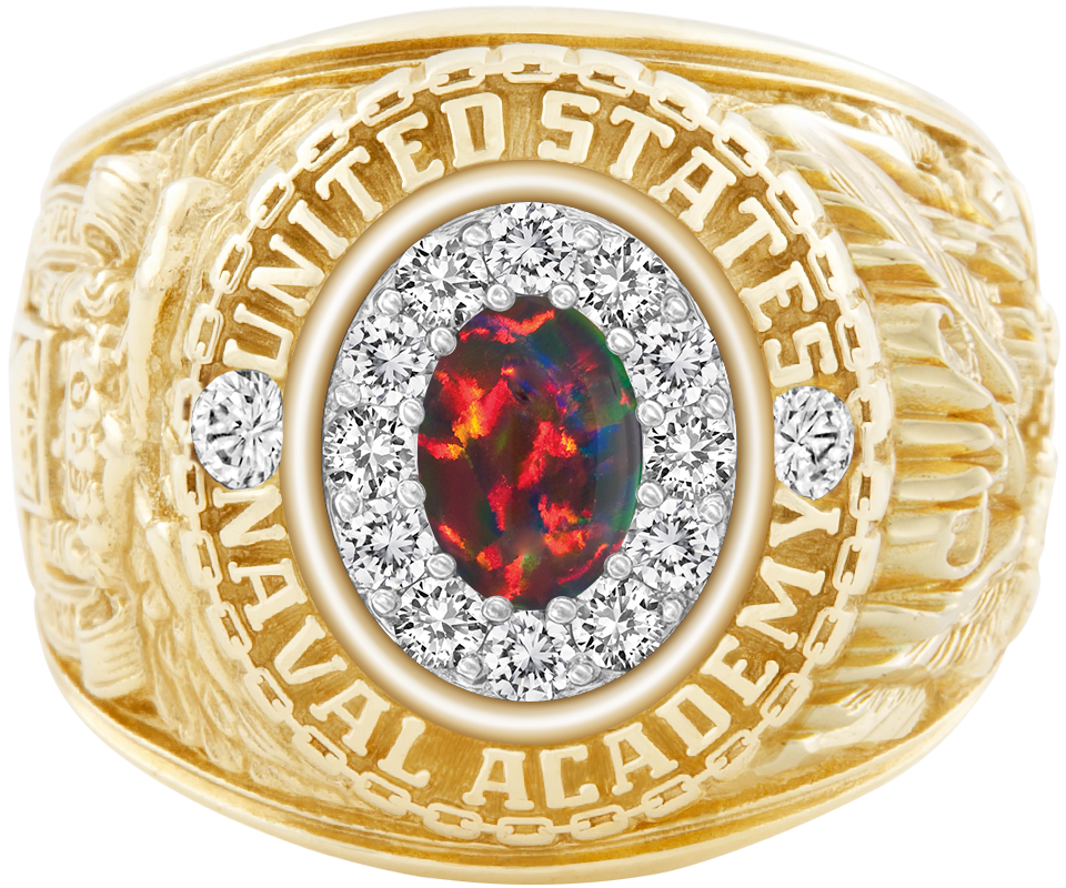 USNA Class Ring Mod ProPlus M12 Black Opal Diamond Dividers