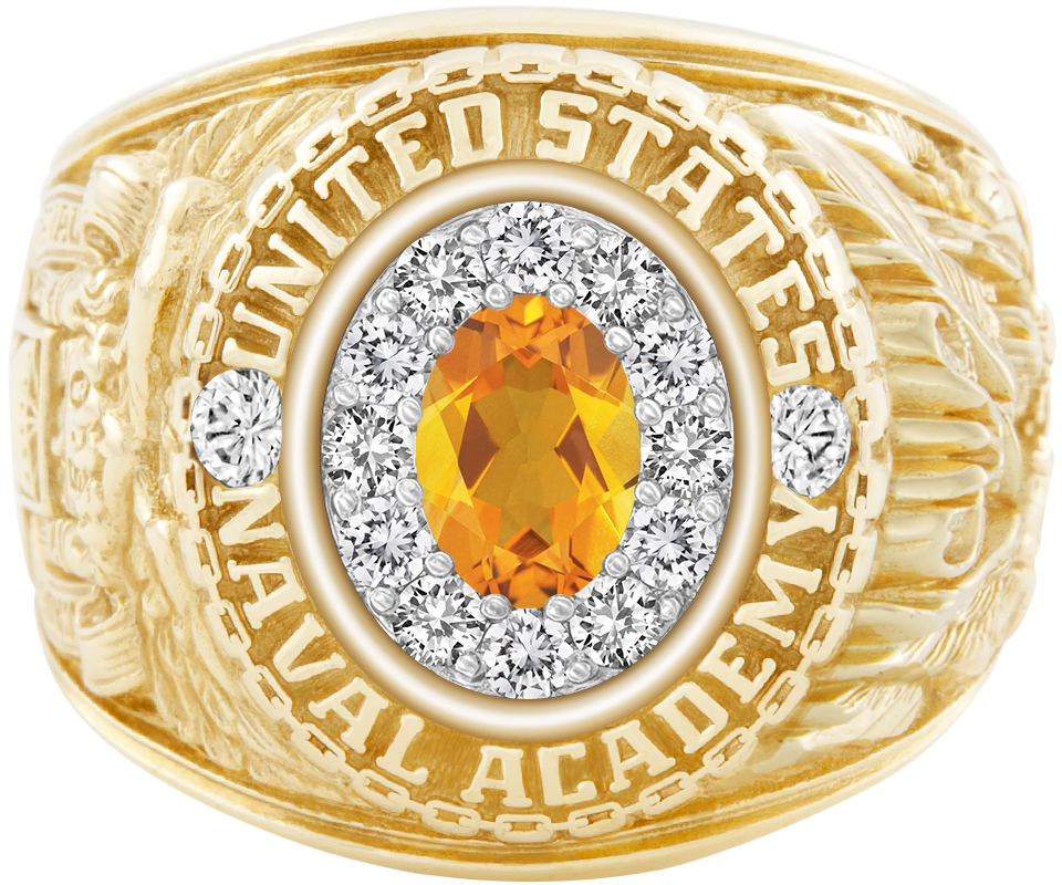 USNA Class Ring Mod ProPlus M12 Citrine Diamond Dividers