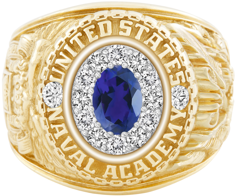 USNA Class Ring Mod ProPlus M12 Iolite Diamond Dividers