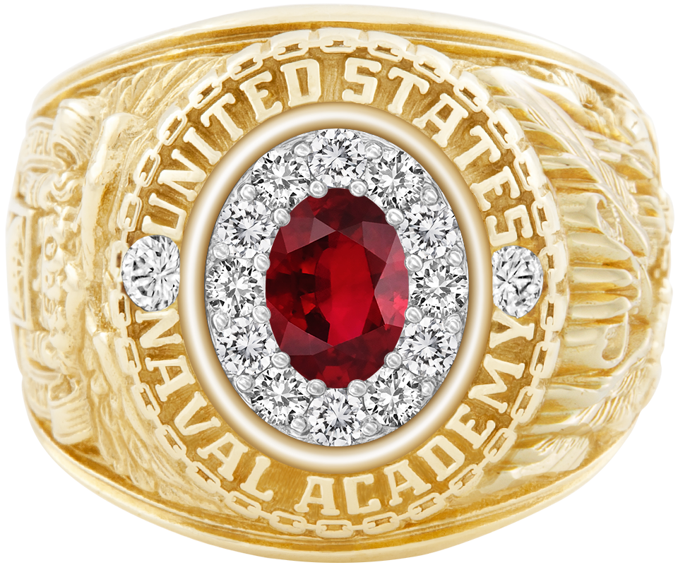 USNA Class Ring Mod ProPlus M12 Ruby Diamond Dividers