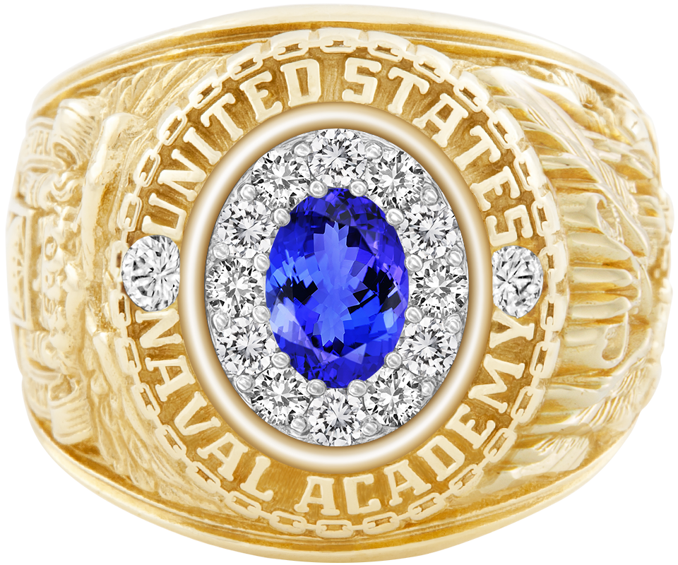 USNA Class Ring Mod ProPlus M12 Tanzanite Diamond Dividers