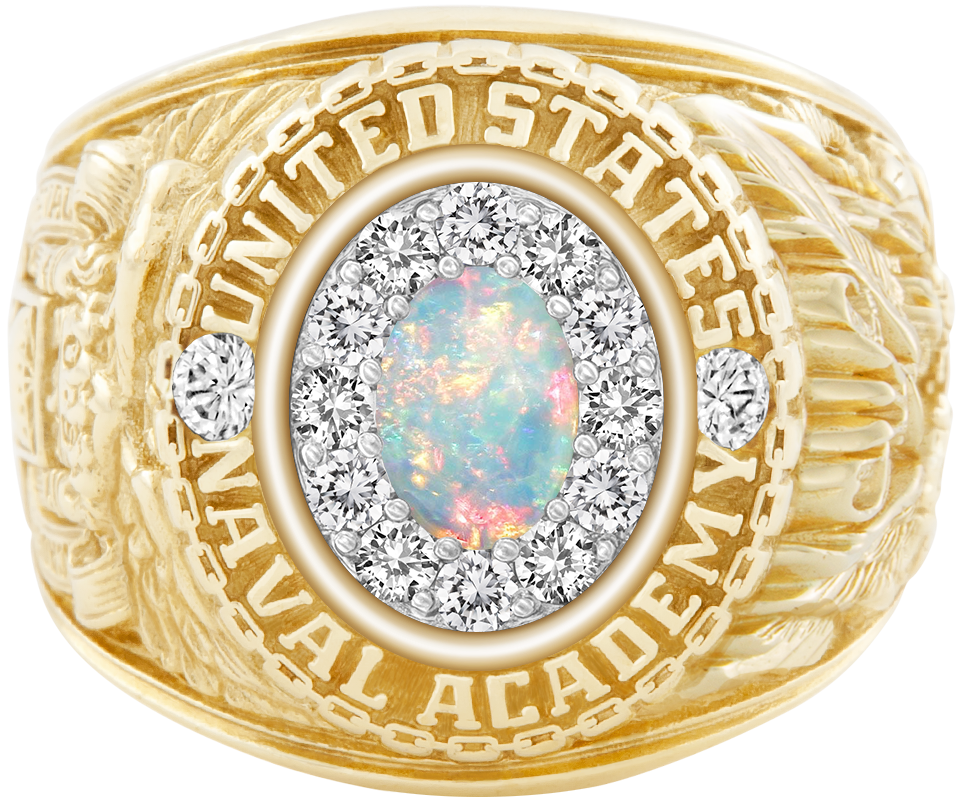 USNA Class Ring Mod ProPlus M12 White Opal Diamond Dividers