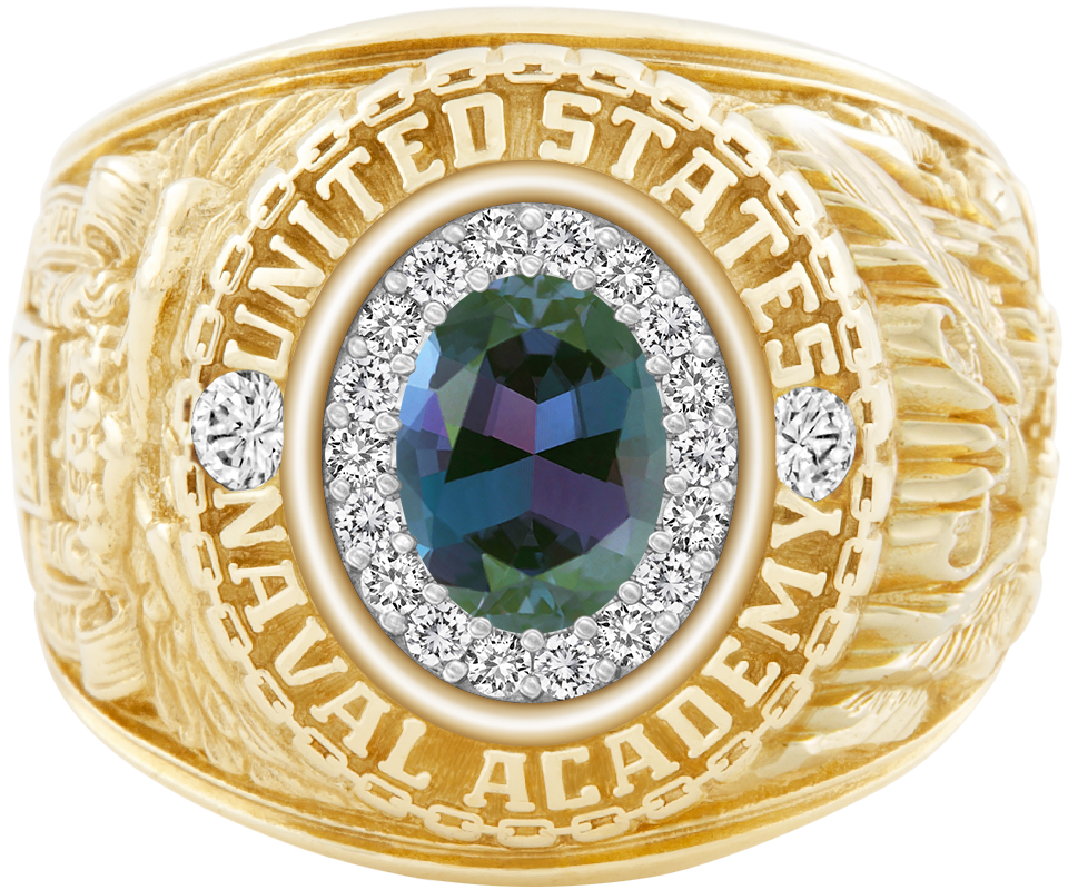 USNA Class Ring Mod ProPlus M18 Alexandrite and Diamond Dividers