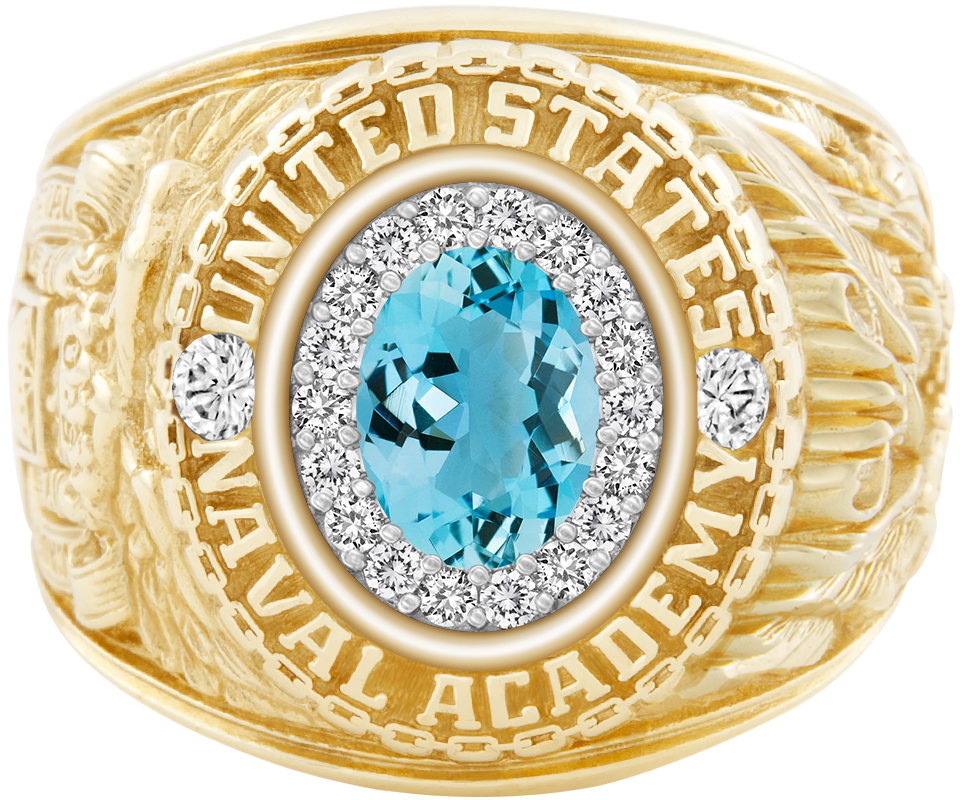 USNA Class Ring Mod ProPlus M18 Aquamarine Diamond Dividers