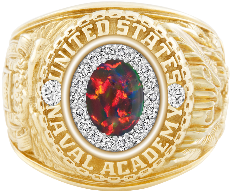 USNA Class Ring Mod ProPlus M18 Black Opal Diamond Dividers