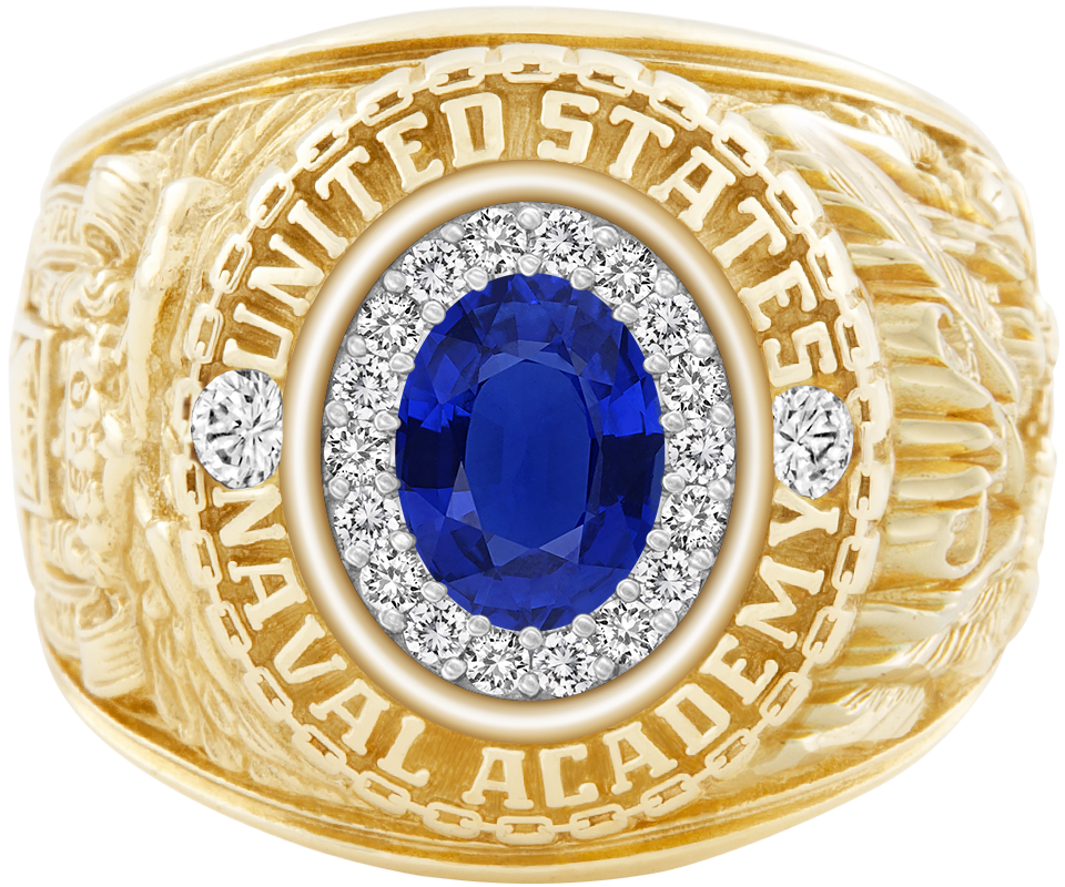 USNA Class Ring Mod ProPlus M18 Blue Sapphire Diamond Dividers