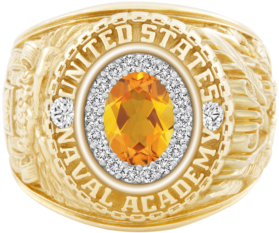 USNA Class Ring Mod ProPlus M18 Citrine Diamond Dividers
