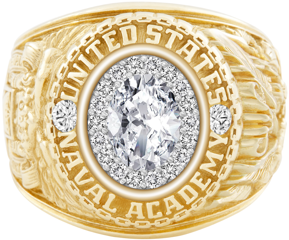 USNA Class Ring Mod ProPlus M18 Diamond Diamond Dividers