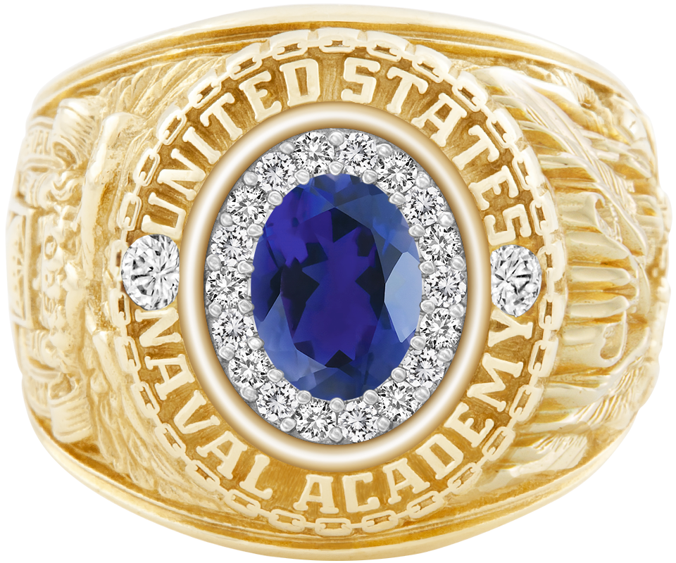 USNA Class Ring Mod ProPlus M18 Iolite Diamond Dividers