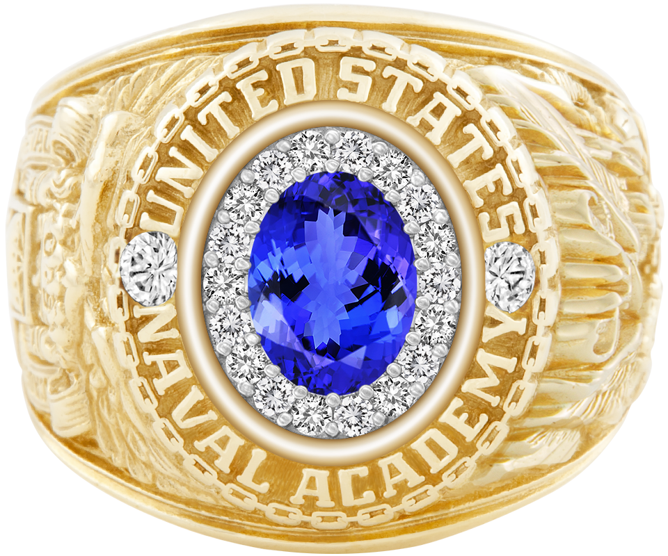 USNA Class Ring Mod ProPlus M18 Tanzanite Diamond Dividers