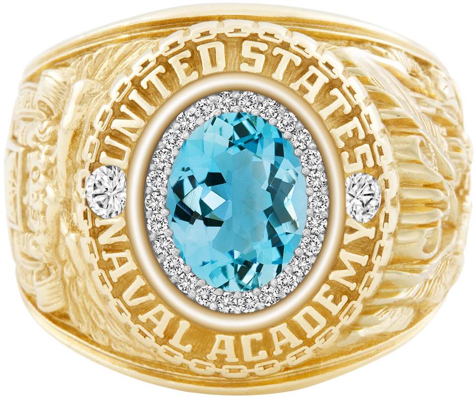 USNA Class Ring Mod ProPlus M26 Aquamarine Diamond Dividers