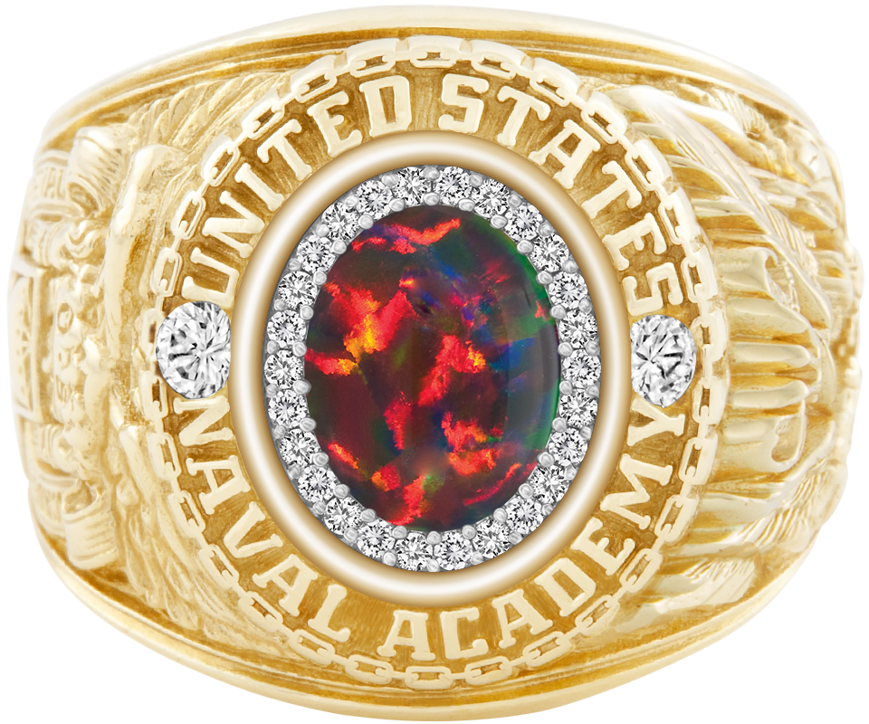 USNA Class Ring Mod ProPlus M26 Black Opal Diamond Dividers