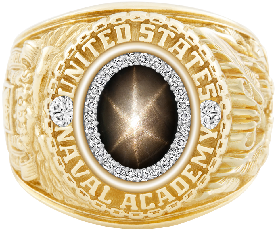 USNA Class Ring Mod ProPlus M26 Black Star Sapphire Diamond Dividers