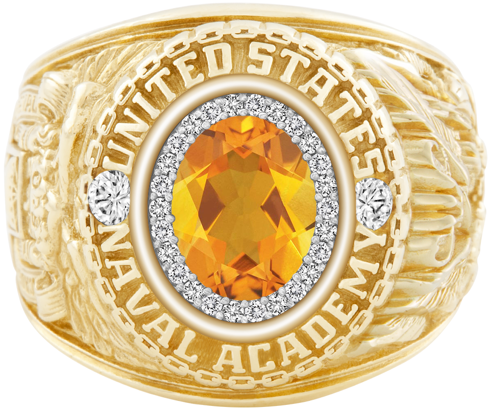 USNA Class Ring Mod ProPlus M26 Citrine Diamond Dividers